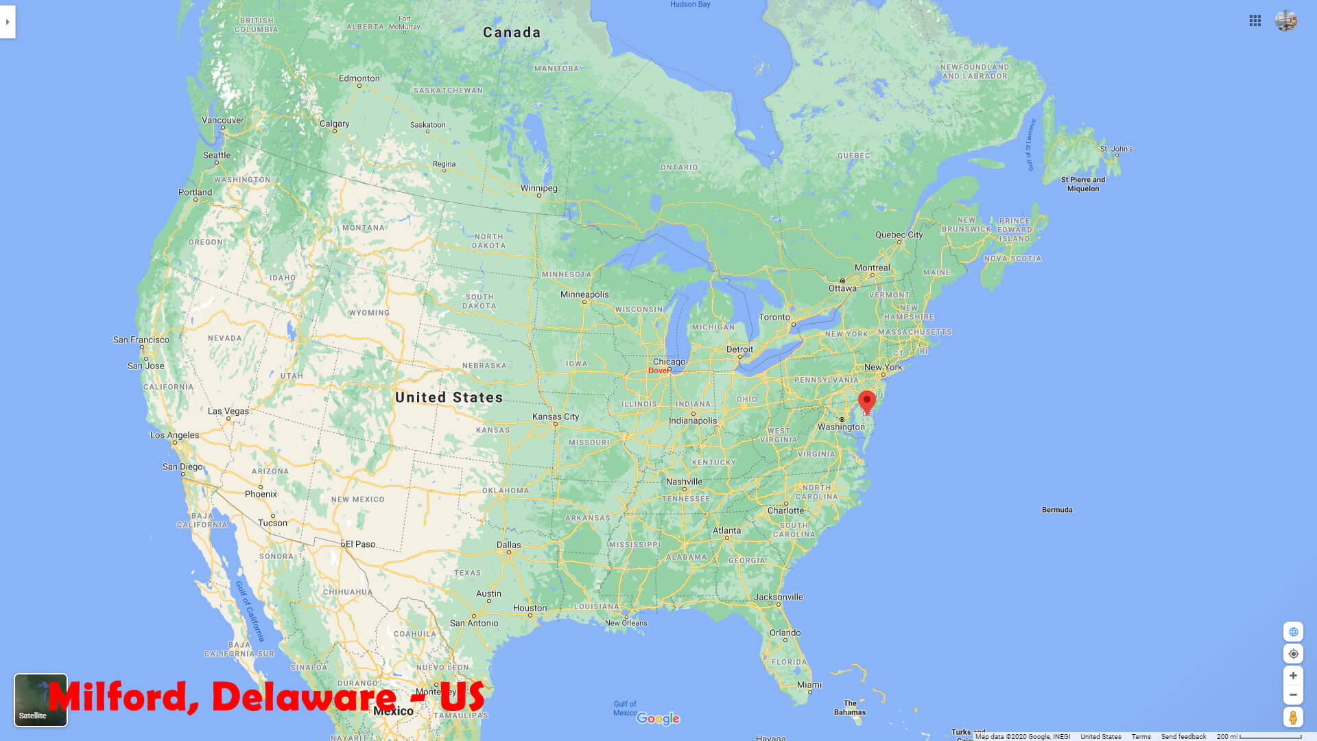 Milford Location Map Delaware US